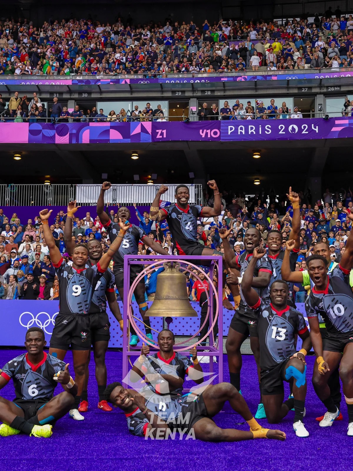 Shujaa rugby sevens team celebrating